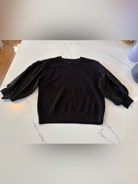 DKNY Black Ribbed Knit Crew Sweater - Size M